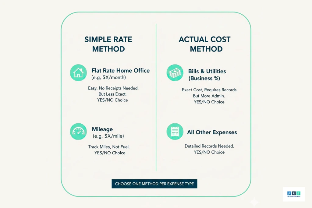 How to choose the right method when claiming, simplified expenses or actual costs.