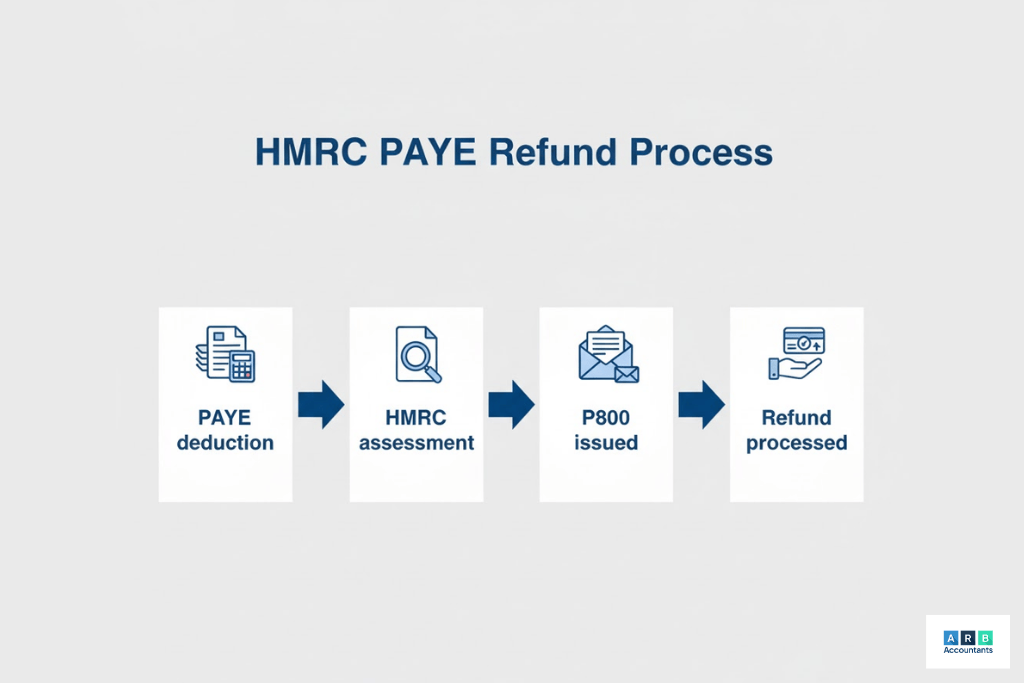 How does the HMRC process work for a PAYE refund claim?