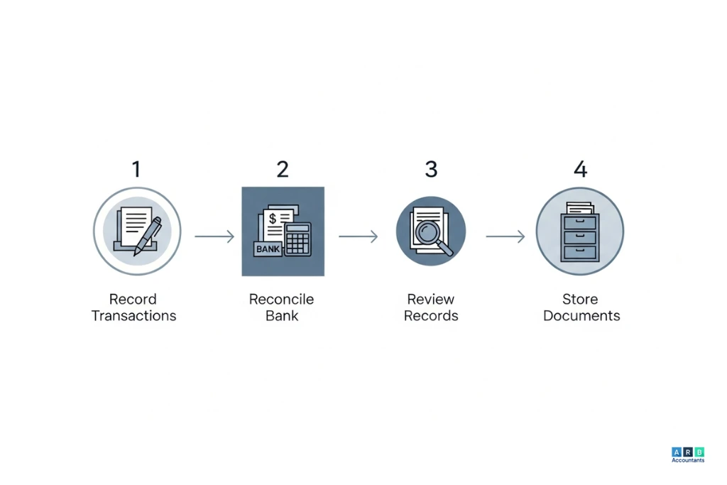 How do you do bookkeeping for a small business step by step?